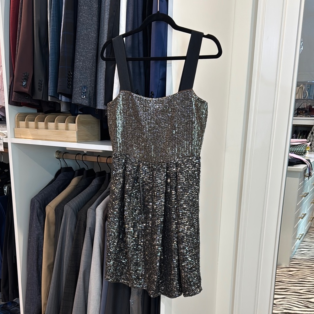 Reiss sequined dress in copper/gunmetal tone